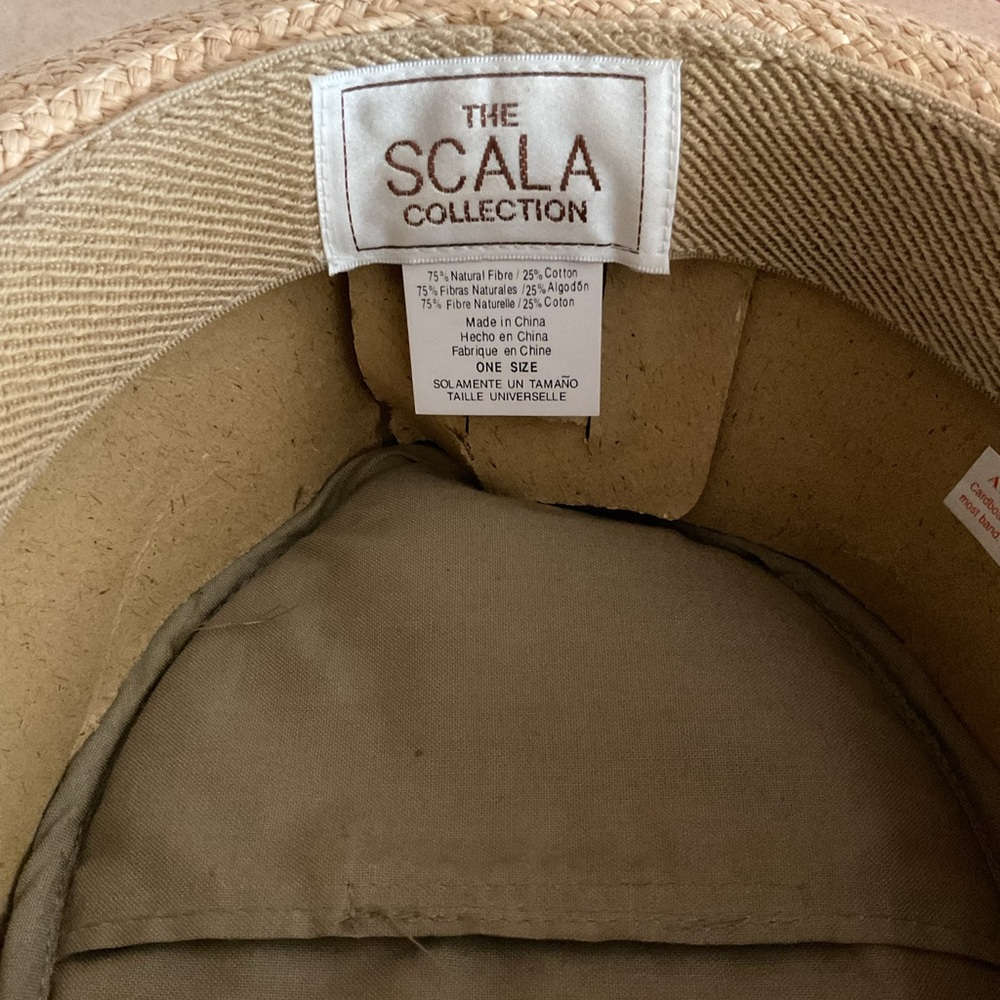 Scala Wide Brim Straw Sun Hat with Olive Crown - Picture 3 of 5